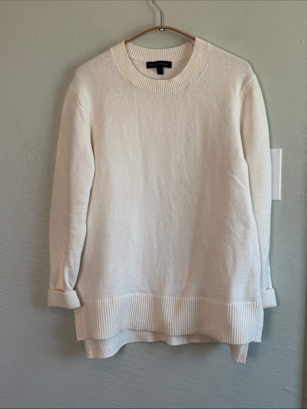 Bundle 2/$30! Banana Republic Cream Crewneck Layered-Hem Sweater